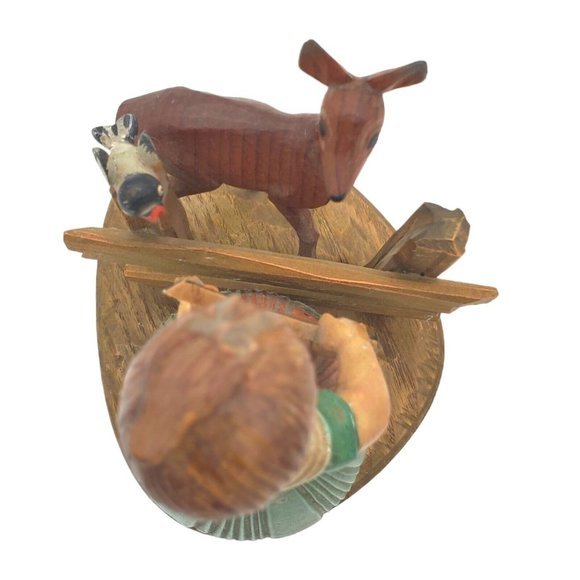 Vintage ANRI Thorens Carved Girl & Deer Wood Figurine Italy Hand Made‎ Darling - Picture 5 of 8